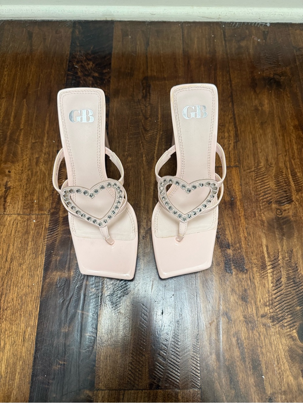 Gianni Bini Blush Pink Heart-Embellished Heeled Sandals